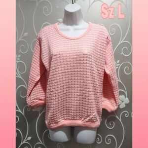 WOMENS PINK TEXTURED SWEATER SIZE L (UNUSED)